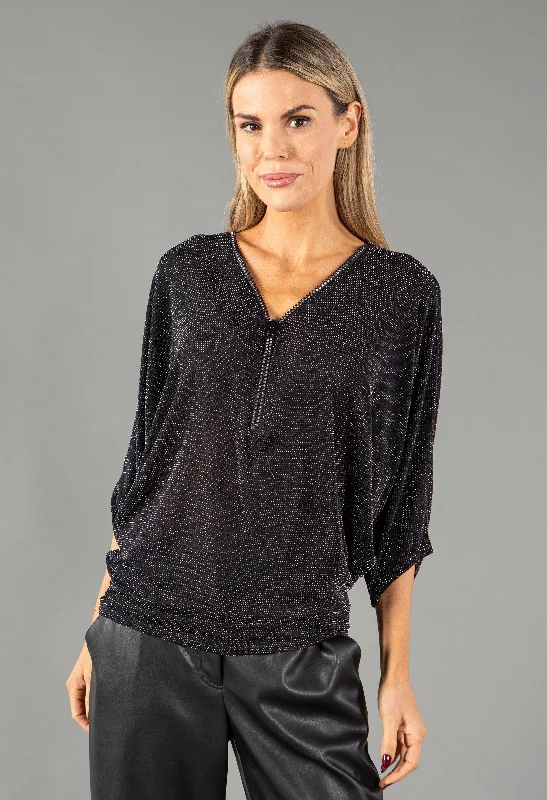 Stay Ahead In Style Zip Detail Lurex Top