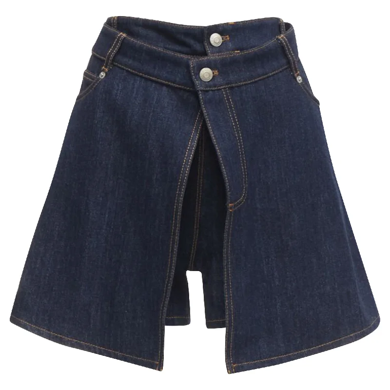 Flirty Fashion Discounts Alexander McQueen denim double waistband logo patch shorts Flirty Fashion Discounts Alexander McQueen denim double waistband logo patch shorts