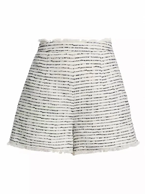 Women's Elegant Evening Outfit Tweed Coronado Short In Ivory/navy